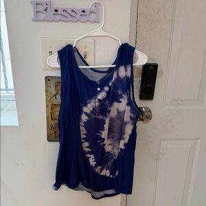 SHEIN Navy Tie-Dye Tank Top